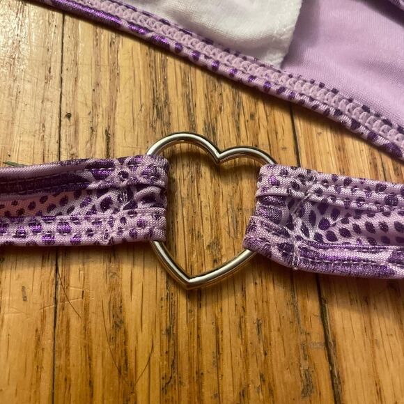 vintage y2k no brand pink reptile heart charm rave edm thong size large - Picture 5 of 6